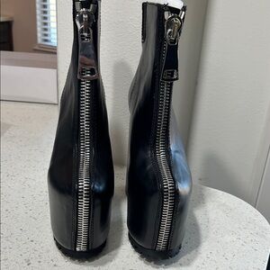 Dolls Kill Black Front-Zip Platform Ankle Boots